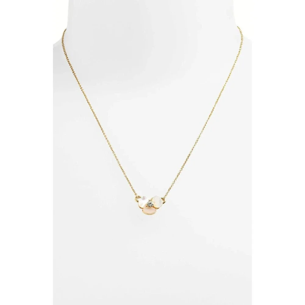 Kate Spade Gold Tone Disco Pansy Disco Mother of Pearl Necklace Cream